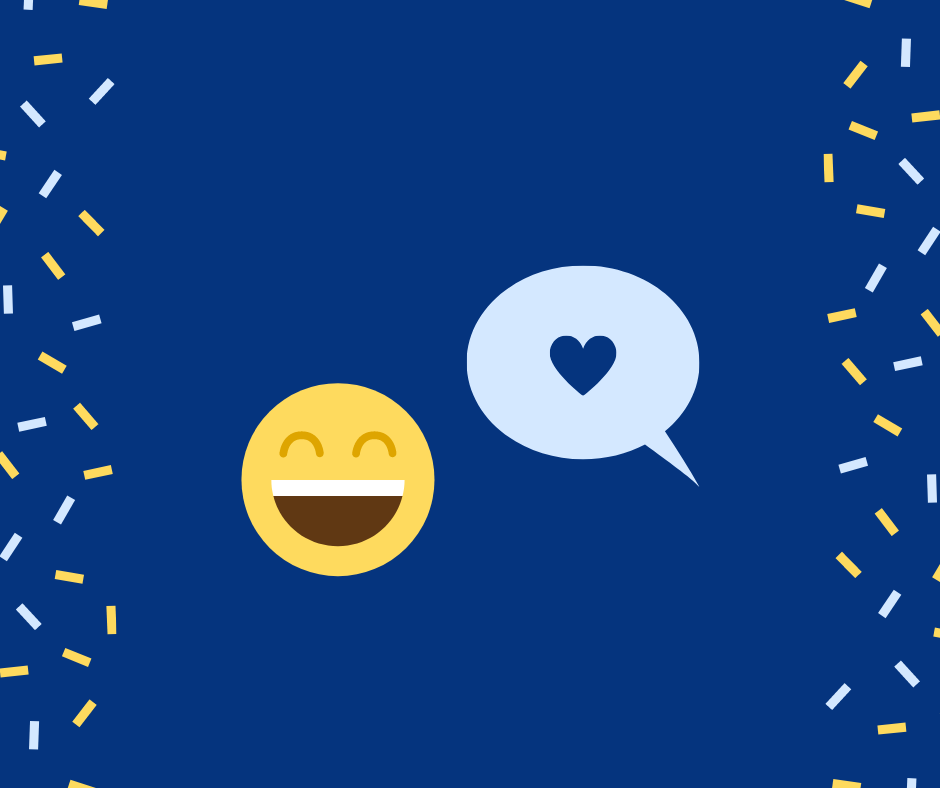 Blå simley konfetti far påskønnelse Facebook opslag
