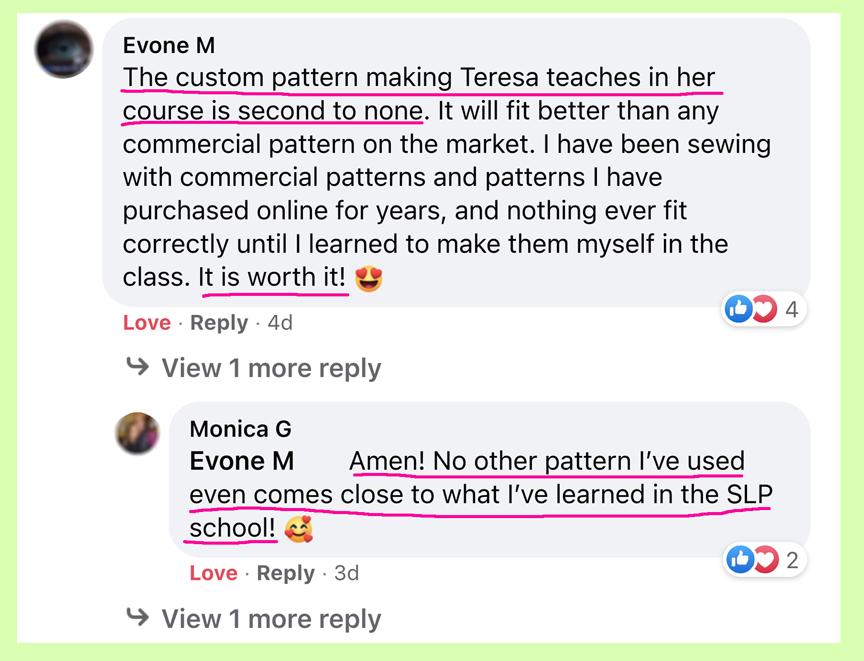 evone and monica, pattern testimonial, green  bkgdn, lines