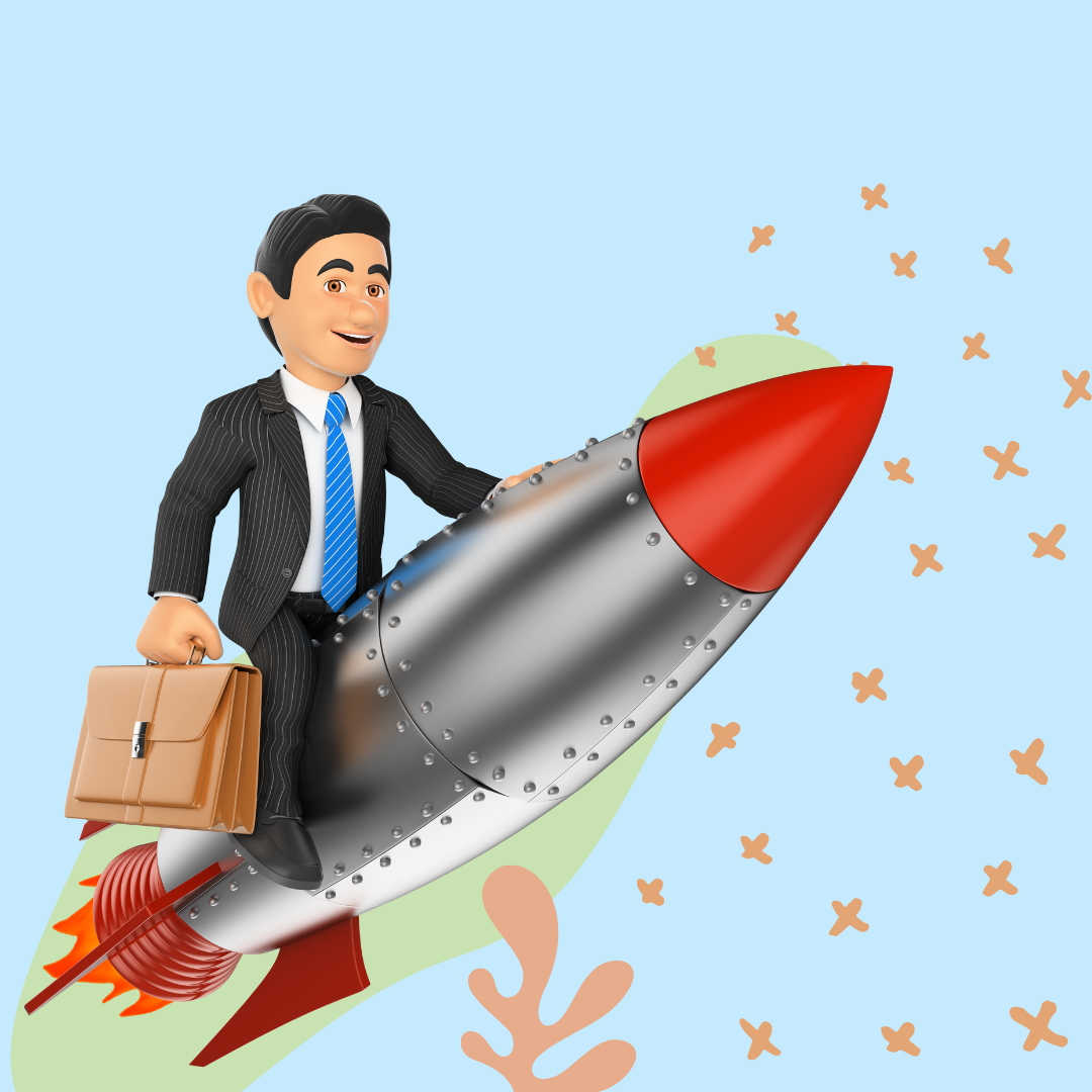 Businessman Riding a Rocket Illustration Instagram posts