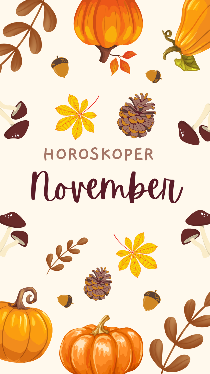 Colorful Cute Autumn Hello November Illustration Your Story