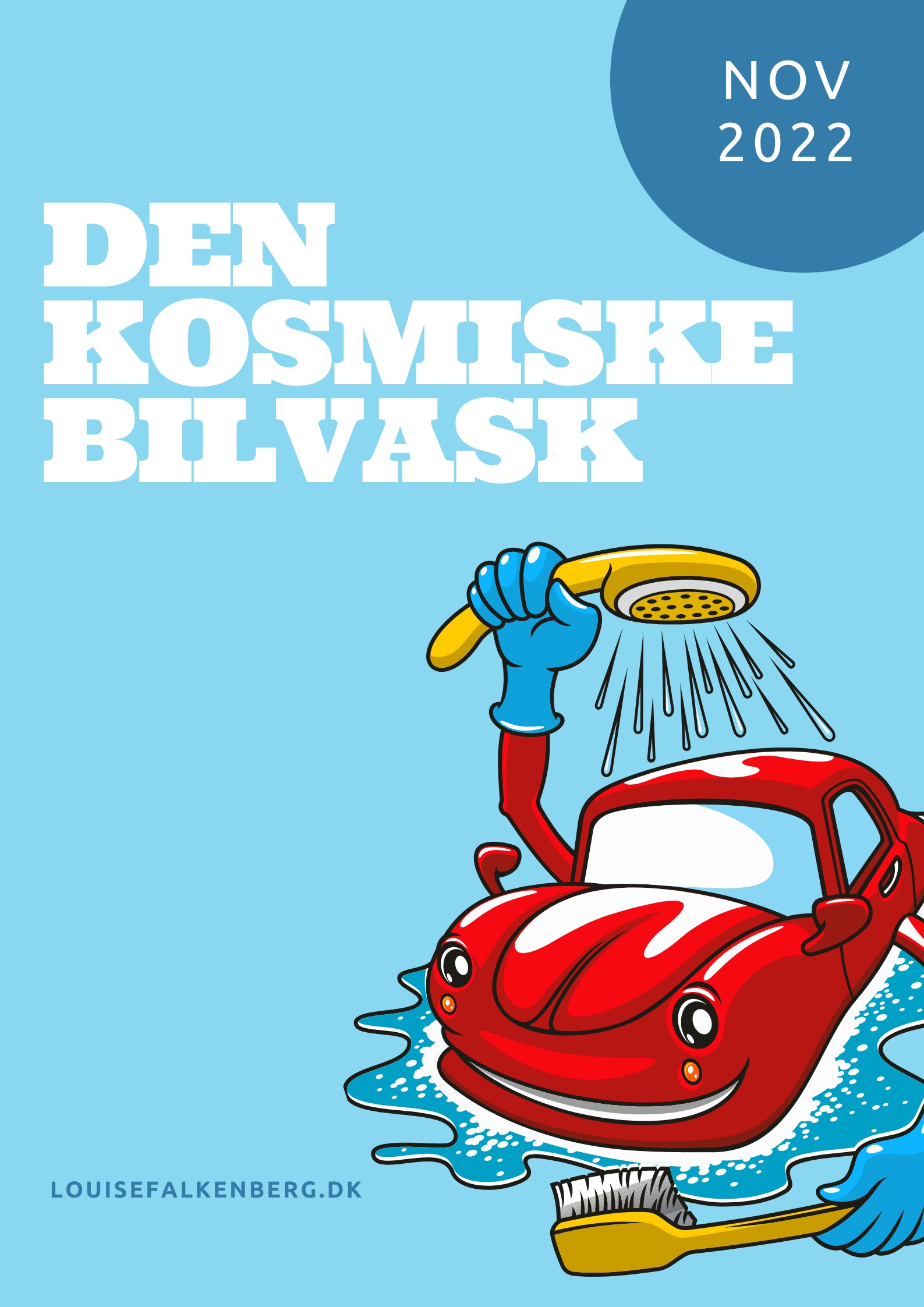 Light Blue Cute Car Cartoon Car Wash Poster