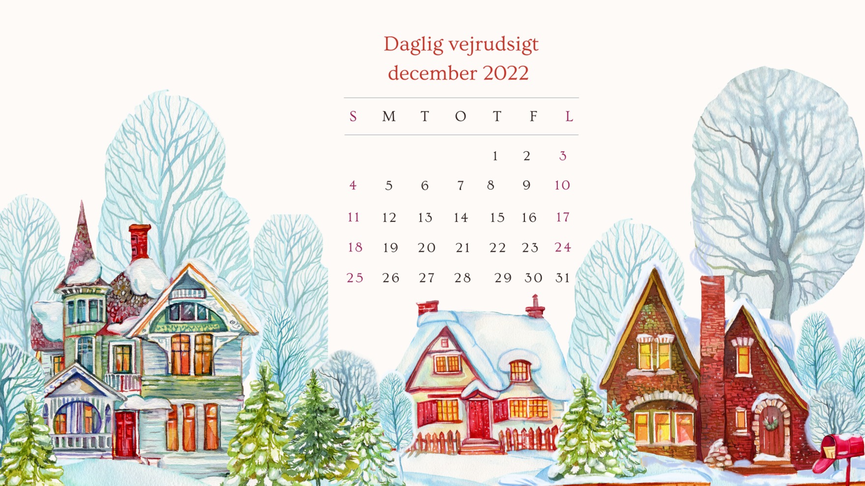 _Minimalism December Calendar Desktop Wallpaper