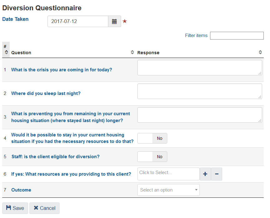 Diversion-Questionnaire