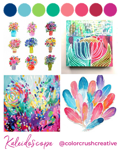 Artist Palette Flowers Vases Feathers Abstract