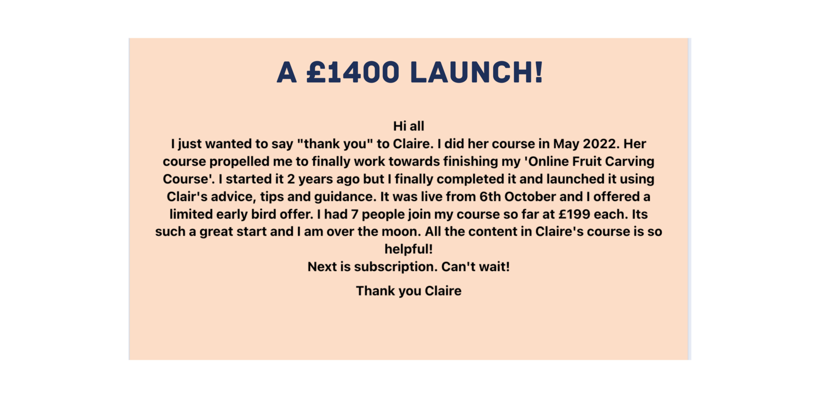 A £1400 launch!