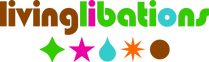 Living Libations logo with colorful symbols.
