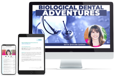 “Biological Dental Adventures” masterclass with Shivan Sarna, displayed on desktop, tablet, and mobile devices.