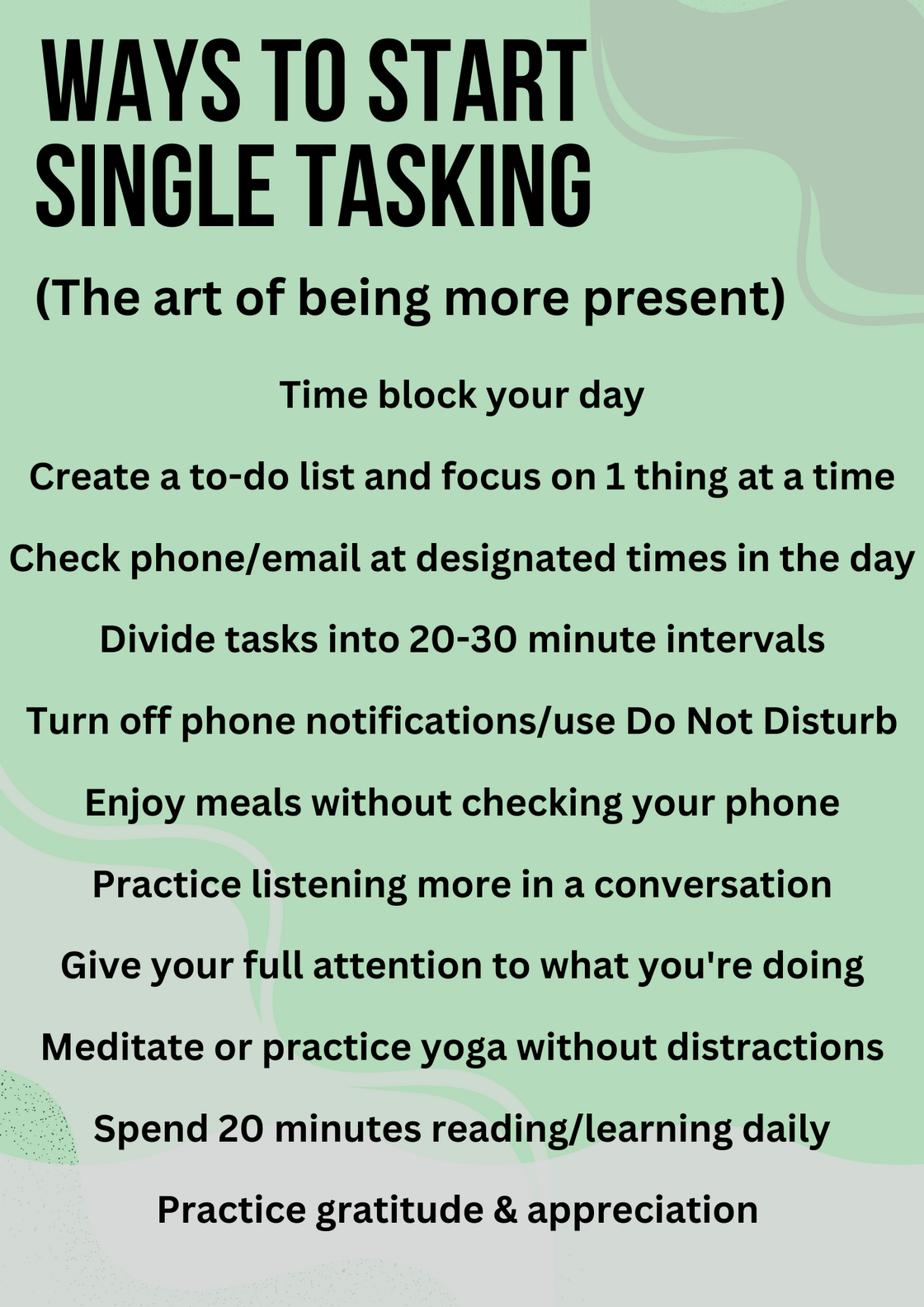 Ways to start single tasking