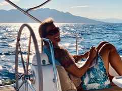 greece nina on the boat