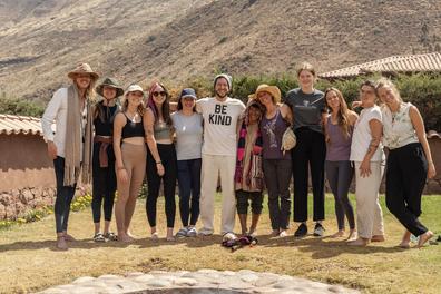 A group together in the Sacred Valley after a morning of practice