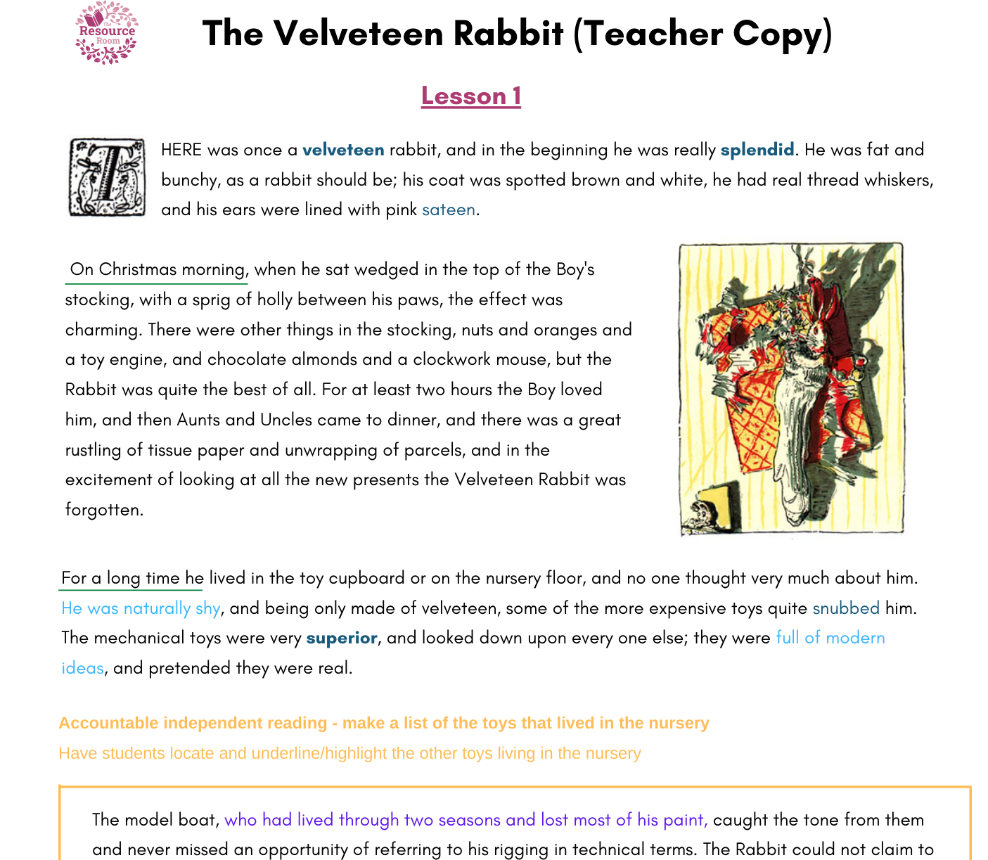The Velveteen Rabbit Teacher Guide