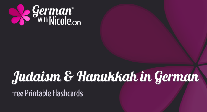 Judaism & Hanukkah in German Free Printable Flashcards Cover NEW