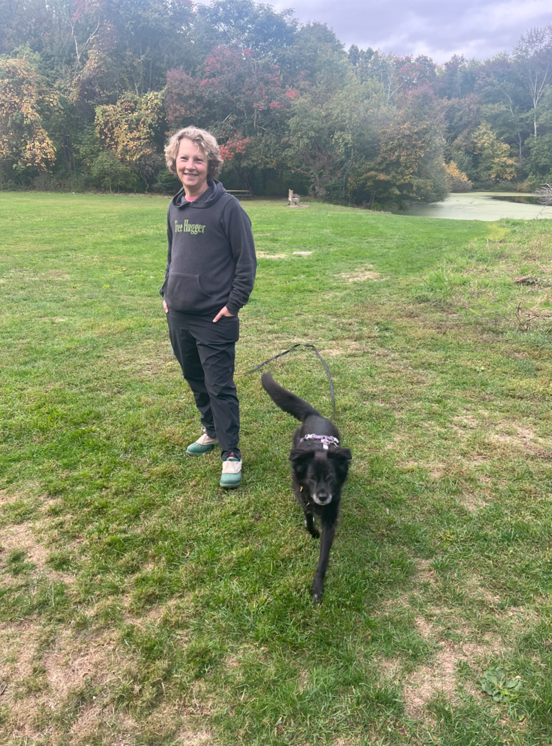 Nadine Mazzola and Juliet Author of Forest Bathing with Your Dog