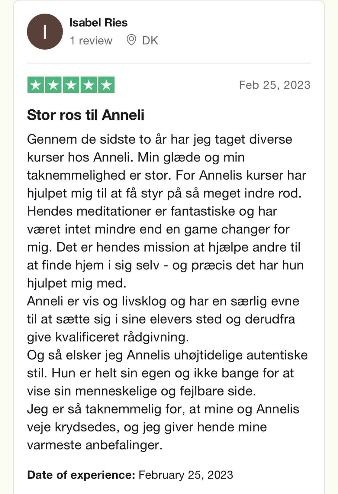 Trustpilot - Isabel Ries