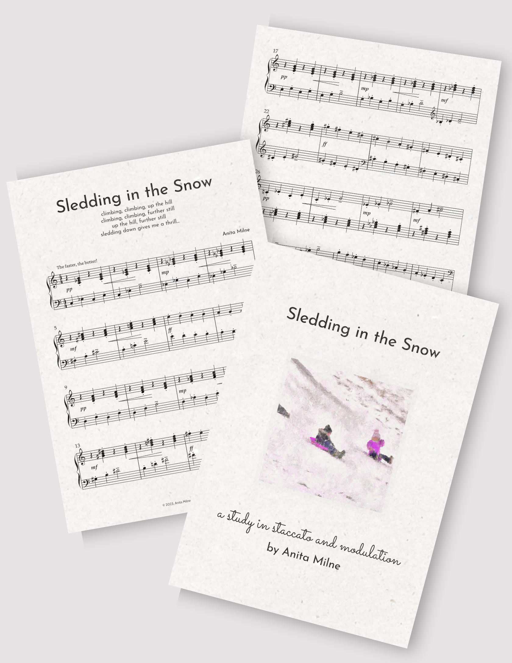 Sledding in the Snow display image US Letter size