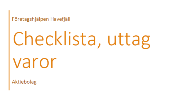 uttag varor AB
