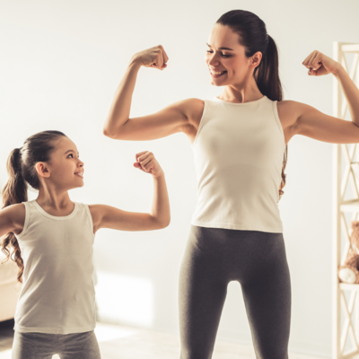 strong mom and daughter