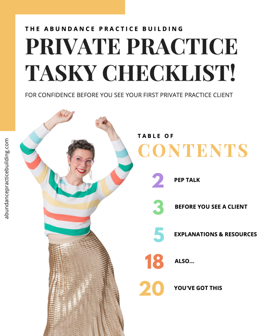 Abundance Practice Building  Private Practice Checklist