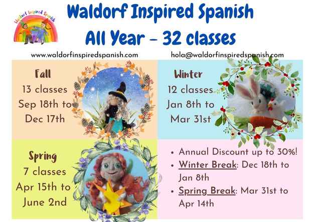 Annual Calendar  Waldorf Inspired Spanish 2023-2024