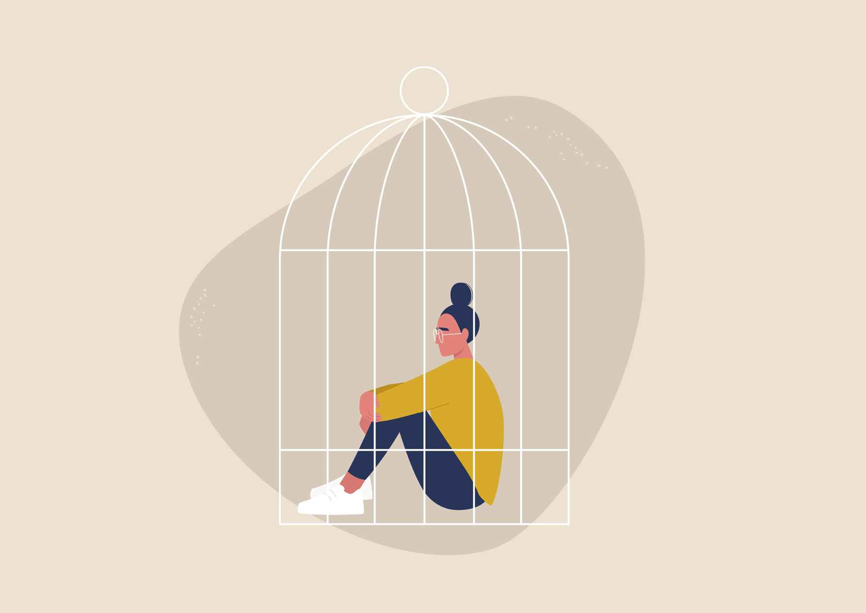 Kvinde i fuglebur - mentalt eller følelsesmæssigt fængsel