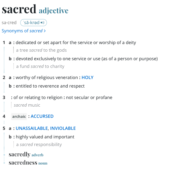 Merriam-Webster Definition of Sacred Episode 98 In Her Eyes Podcast