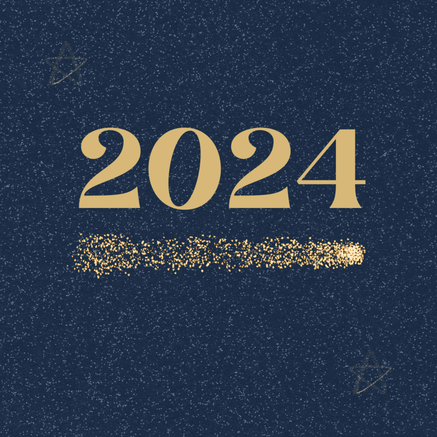 Gold Navy 2024 Sparkler New Year Animated Social Media 