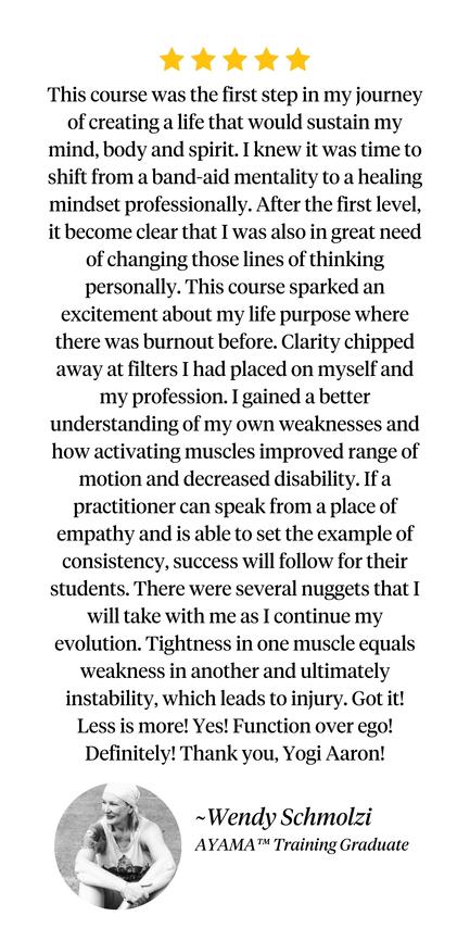 Student Testimonial for AYAMA Training