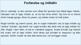 Sexlyst - initiativ og forførelse