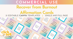 click sell listing images burnout affirmation cards- simplero
