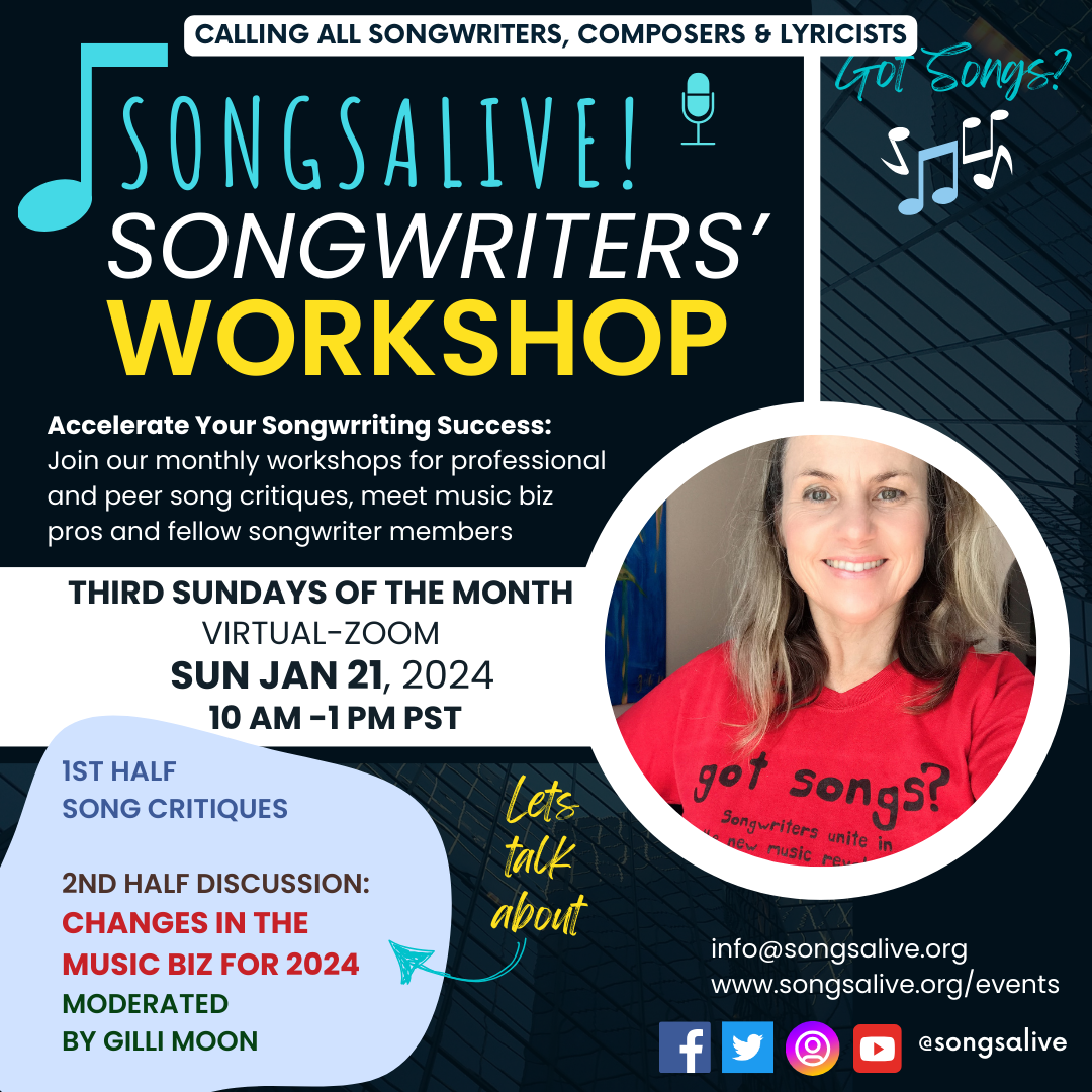 Songsalive! Song Critique Workshop - JAN 21 2024