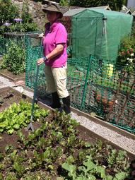 Rebecca in the veg garden