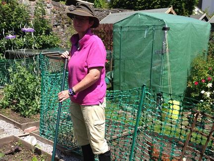 Rebecca in the veg garden