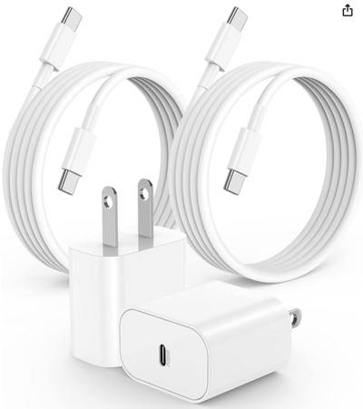 set of two white cords and two white bricks usb-c