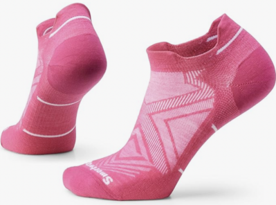 pink smart wool socks ankle height with compression knitting