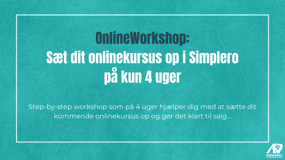 Onlinekursus - Workshop - januar 2024