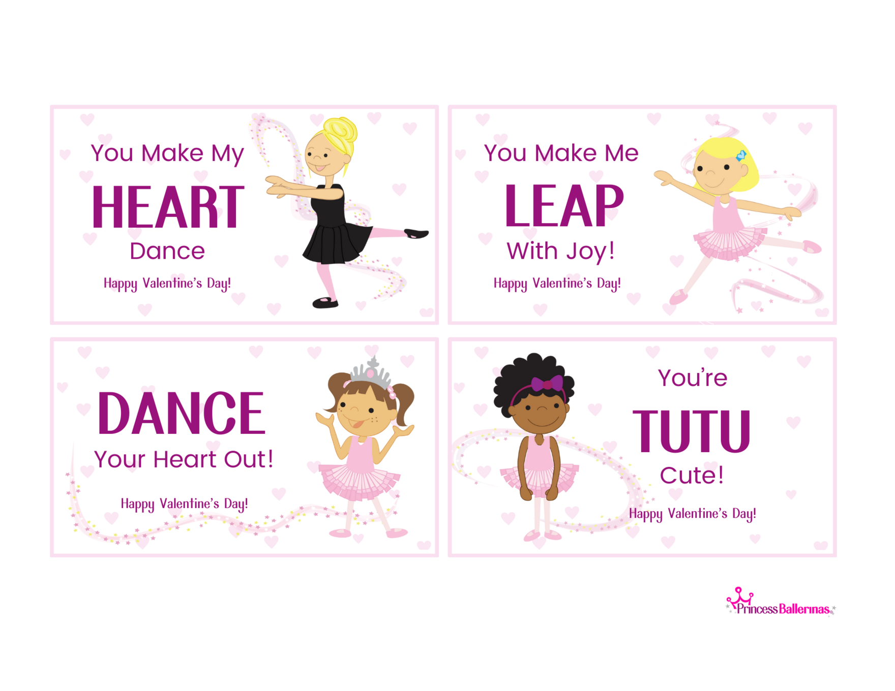 Printable Ballet Valentine Cards