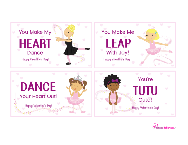 Printable Ballet Valentine Cards